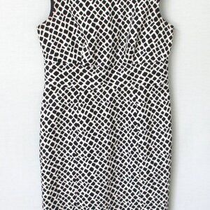 Charter Club black white geo cotton blend sleeveless lined sheath dress *Sz 4*